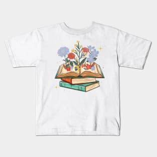 Cute Book And Wildflowers Lovers Gift Kids T-Shirt